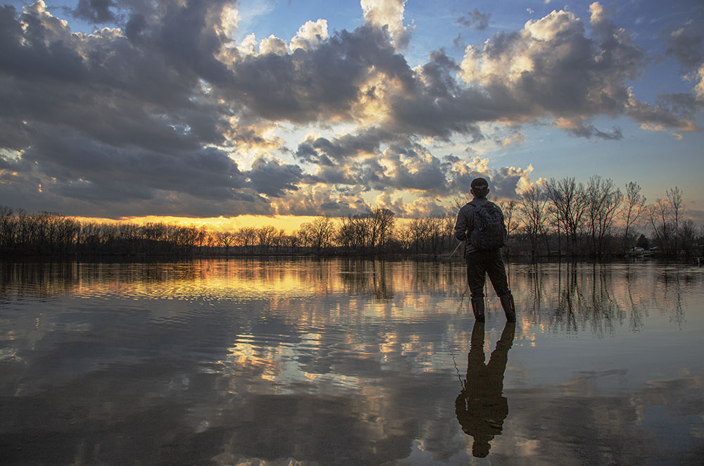 Fishing at sunset, Fox Brook Park, Brookfield.