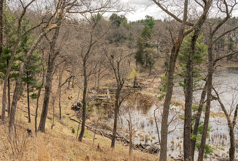 The artist at a distance from the ridge top.