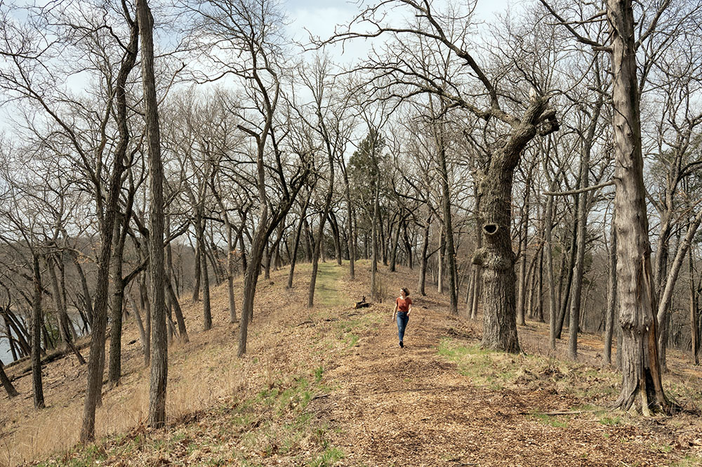 Sarah on the ridge top trail at the Eschweiler Lavery Conservancy.
