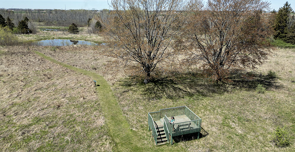Hawk Watch Tower aerial view at Forest Beach Migratory Preserve
