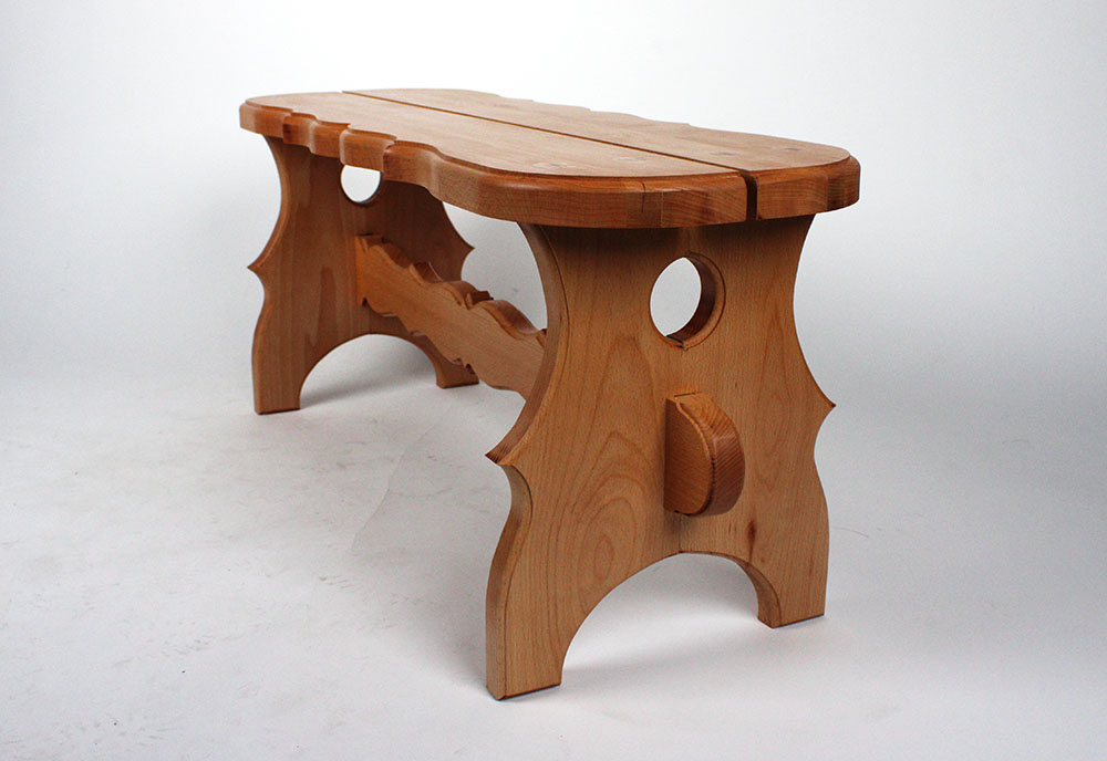 Bench. 42" x 14" x 18". European beechwood. 2025.