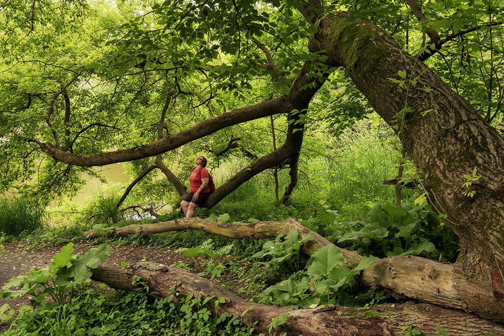 Amy O'Neill in the Milwaukee River Greenway. Photo by Eddee Daniel