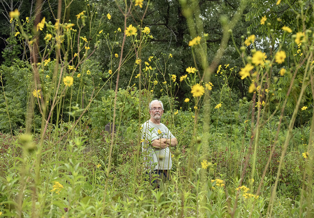 Tim Ladwig amongst the wildflowers at Wehr Nature Center. 