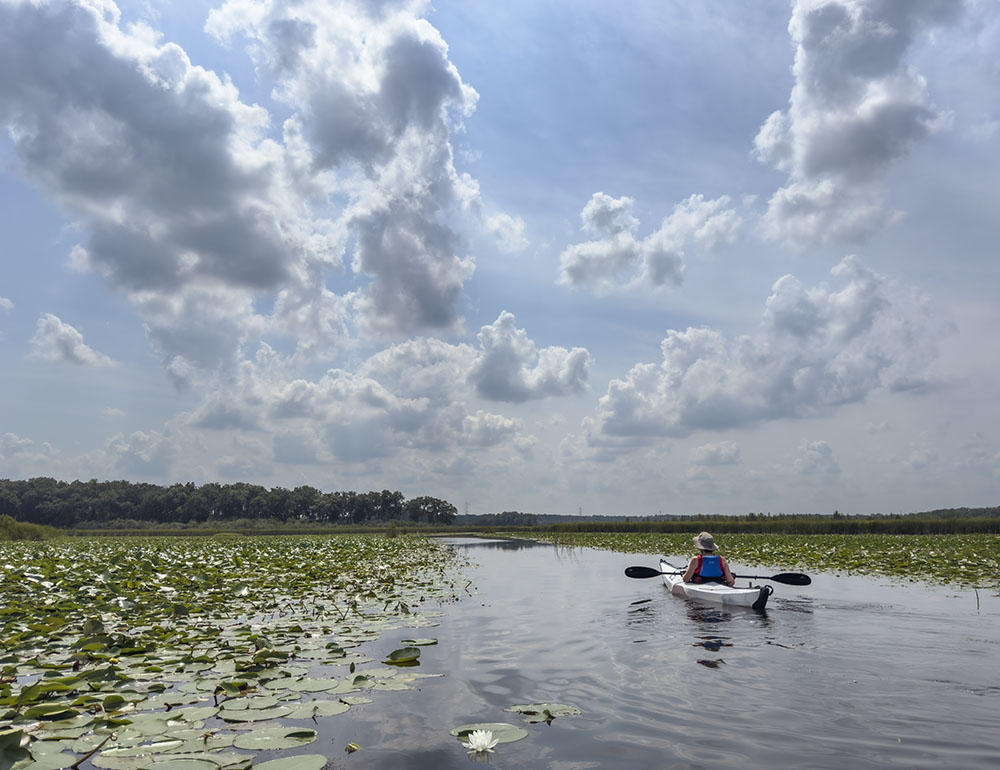 An easy to navigate channel connects Eagle Springs Lake with Lulu Lake, making it very popular for kayaking -- and motor boating.