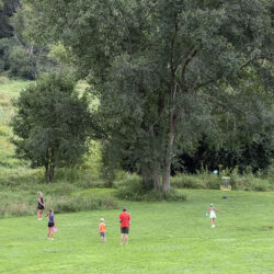 Family disc golfing