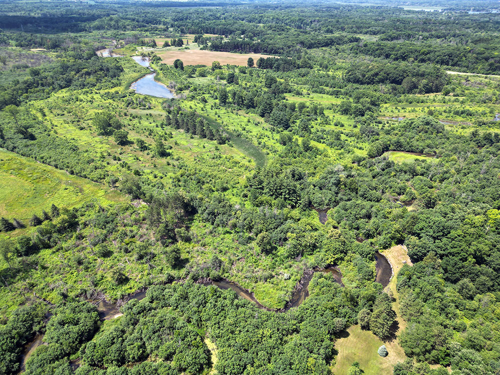 Kettle Moraine State Forest - Mukwonago River Unit. 970 acres on the Mukwonago River that are being restored to nature after its former life as Rainbow Springs Golf Resort. Unlike the other units of the Kettle Moraine State Forest, this one is minimally developed. There is a road that once served the golf course and some trails, but no other amenities. Entrances on Hwy LO and Hwy E.