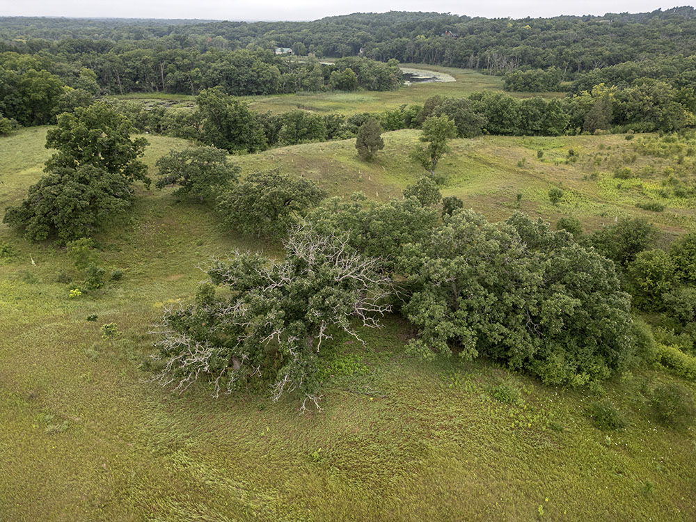 Aerial view of Lakewood Farms Preserve, which is owned and maintained by Waukesha County Land Conservancy.