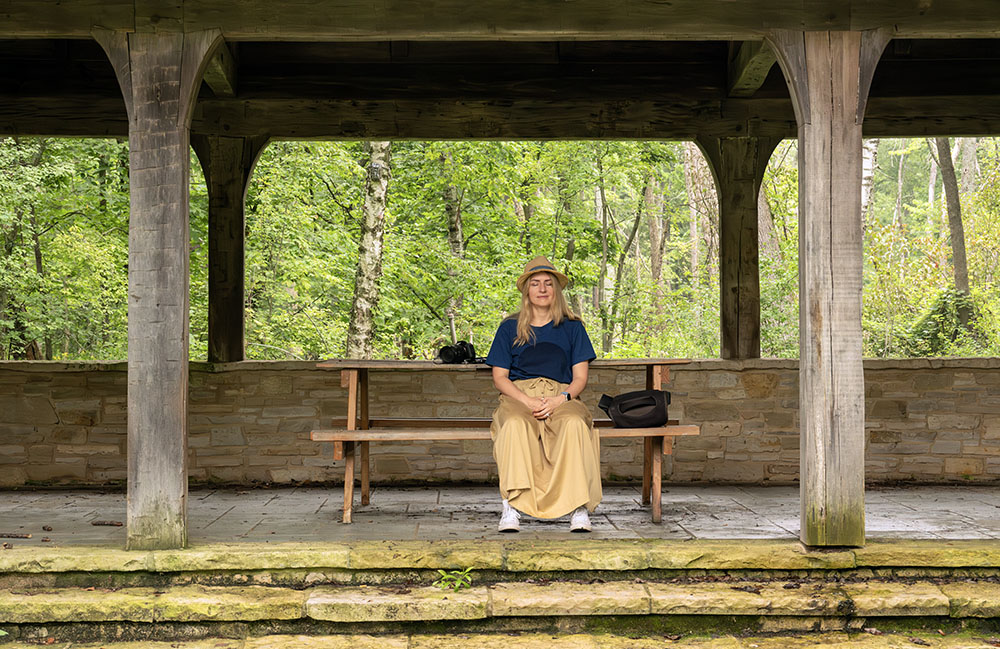 A few moments of meditation at the pavilion before we begin our walk together. 