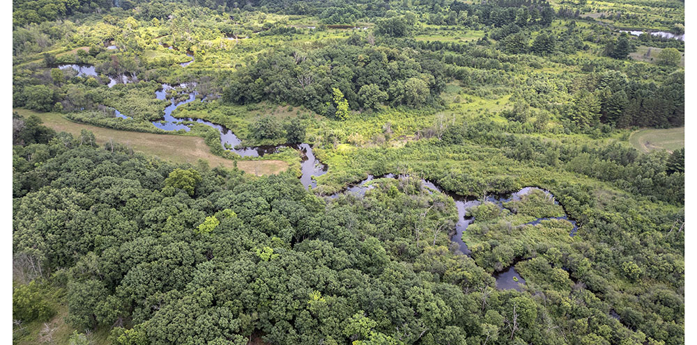 A meandering section of the Mukwonago River