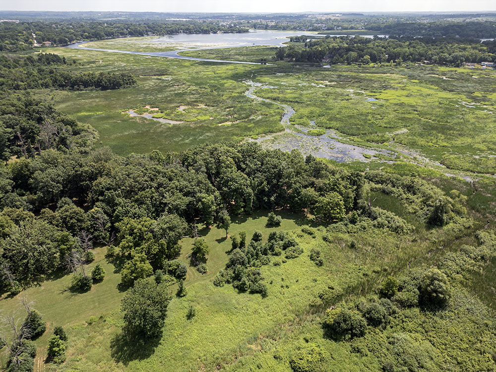 Although 373-acre Lower Phantom Lake is called "Phantom" due to local spooky folklore, it might as well be called that because so much of it is wetland instead of open water. Seen here from Minors Park on the north.
