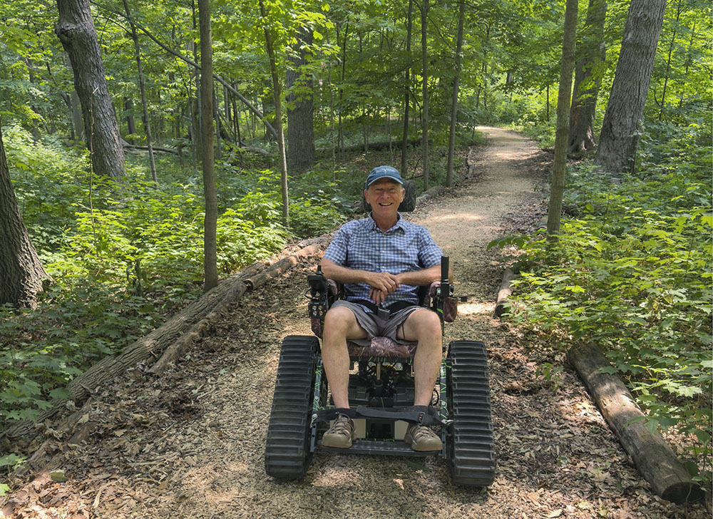 That's me, Eddee, trying out an all-terrain wheelchair during the All Abilities Fair at Wehr Nature Center.