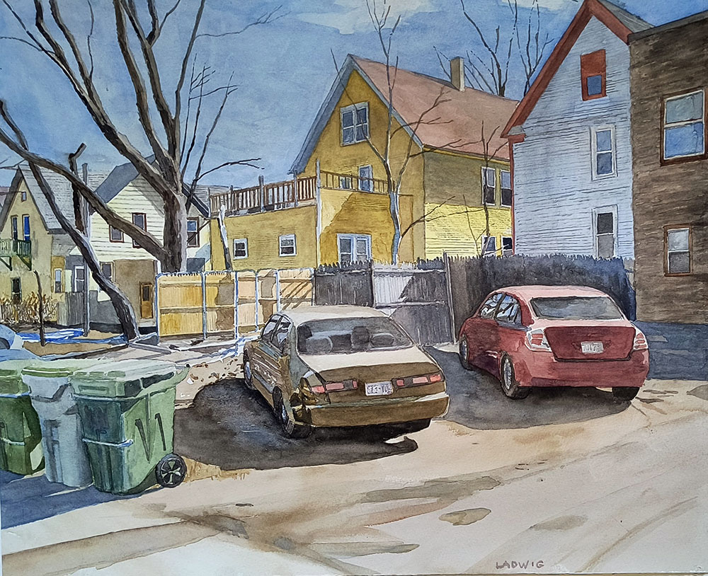 View from the Alley. Watercolor
