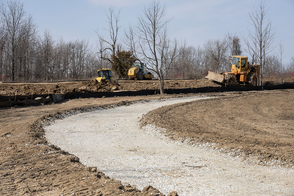 Some of the earth-moving equipment needed to build the new trail.