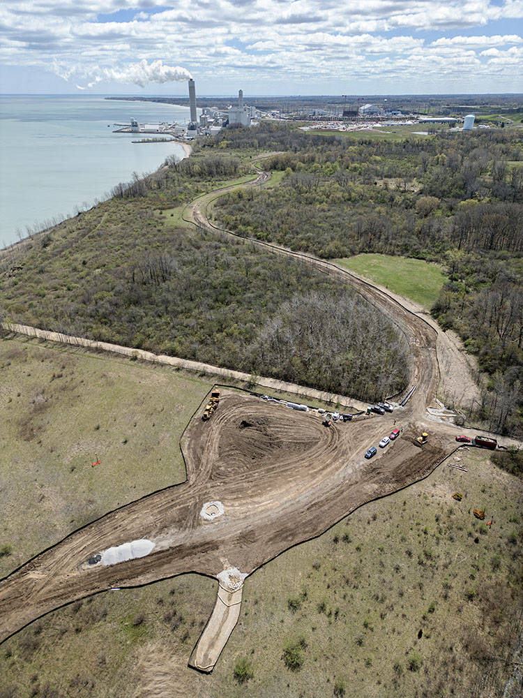 Aerial view of the southern two-thirds of the park in April, looking south.