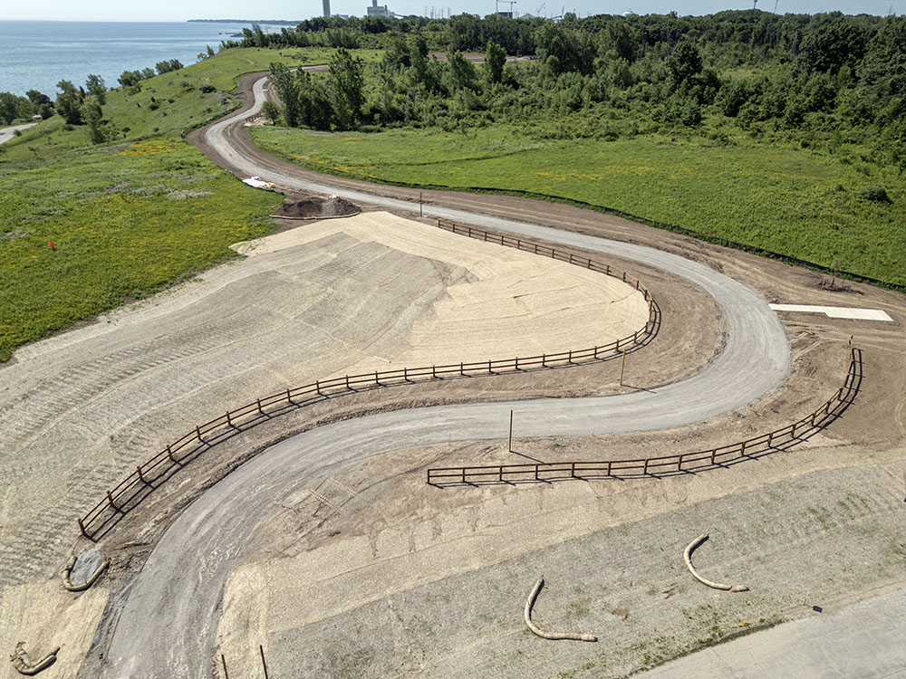 But there were still portions of the trail without asphalt, like this S-curve next to the park road.