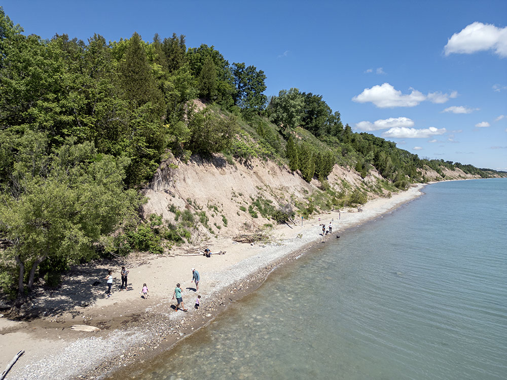 Near the northern end of our region another beach, at Lion's Den Gorge Nature Preserve in Grafton, became a point of controversy when the neighbor next door erected a barrier, "no trespassing" signs, and a surveillance camera to stop the public from straying away from the county park. The public's right to walk on Lake Michigan beaches, enshrined in Wisconsin's Public Trust Doctrine, was tested in a lawsuit at Atwater Beach in Shorewood and found to be sound.