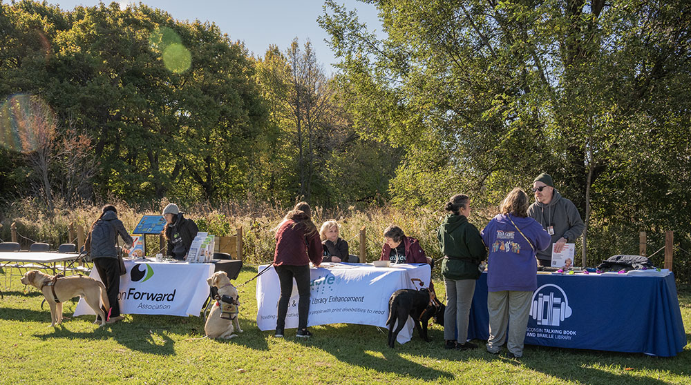A number of organizations that serve the blind and visually impaired put out displays for the opening ceremony.