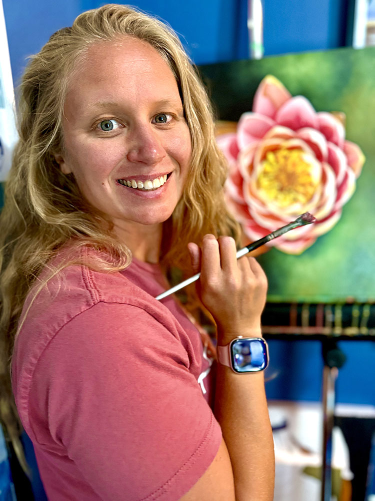 Julie in her studio working on Water Nymph.