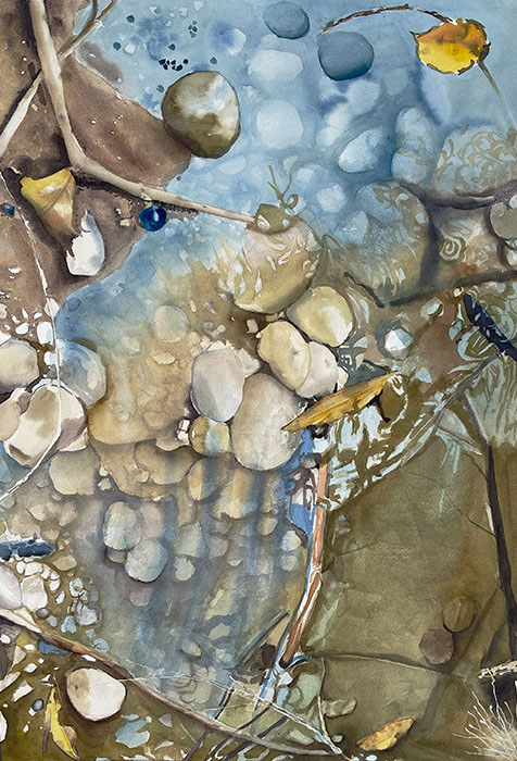 Shoreline watercolor, 30 x 22